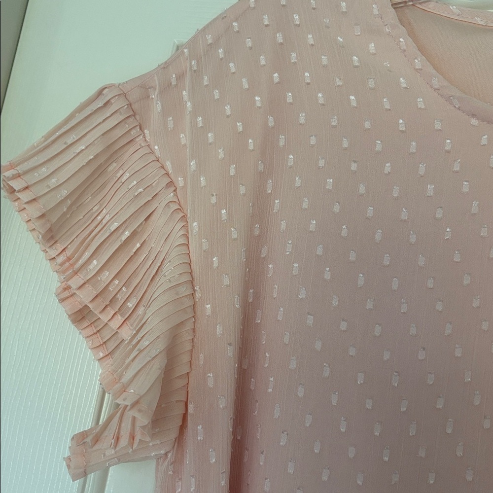 tea n rose Blush Pink Midi Dress with Ruffle Sleeves - Picture 3 of 7